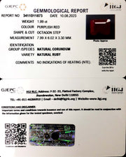 1.99/CT Natural Mozambique Ruby with Govt. Lab Certificate (12210)